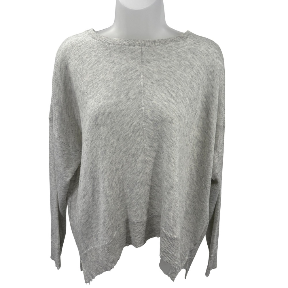 Kerisma Oversized Gray‎ Distressed High Low Cropped Tops Knit Sweater Womens S/M